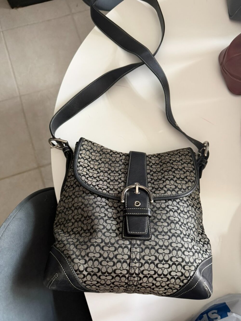 Coach (Vintage) Black Signature Jacquard Soho Flap Crossbody Shoulder Bag